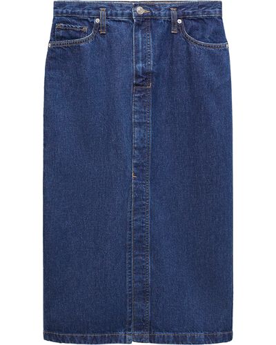 Mango Denim Midi Skirt - Blue