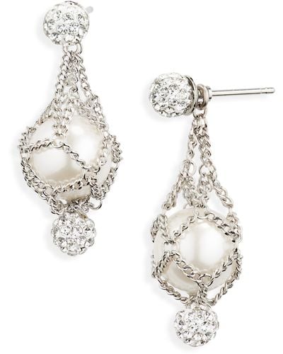 Givenchy Caged Imitation Pearl Drop Earrings - White