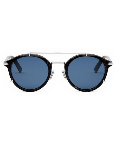 Dior 'blacksuit R7u 50mm Round Sunglasses - Blue