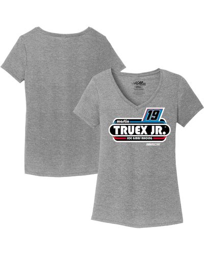 Joe Gibbs Racing Team Collection Heathered Gray Martin Truex Jr V-neck T-shirt