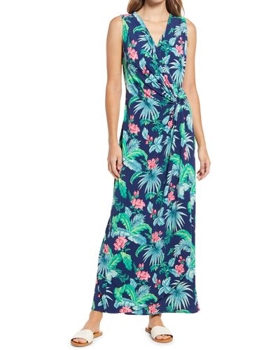 Tommy Bahama Clara Floral Isle Sleeveless Knit Maxi Dress - Blue
