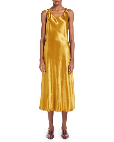 Max Mara Talete Sleeveless Satin Midi Dress - Yellow
