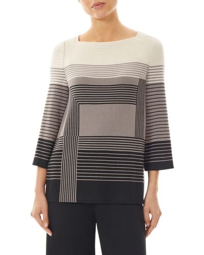 Ming Wang Ombré Stripe Sweater - Gray
