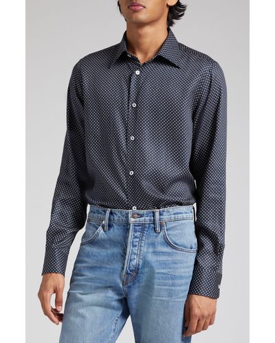 Tom Ford Polka Dot Slim Fit Button-up Shirt - Blue