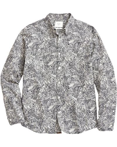 Billy Reid Wilson Pelican Beach Print Button-up Shirt - Gray