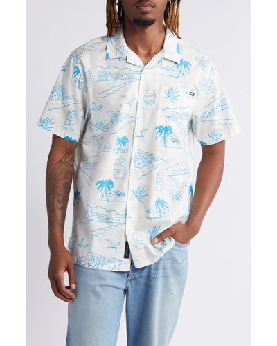 Vans Davista Tropical Print Cotton Camp Shirt - Blue