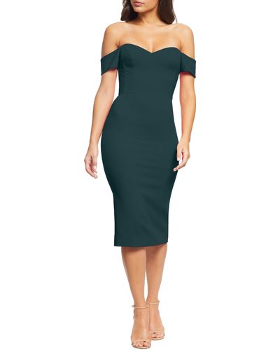 Dress the Population Bailey Off The Shoulder Body-con Dress - Green