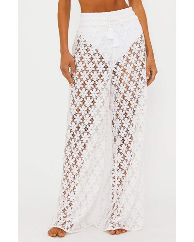 Beach Riot Foster Wide Leg Lace Cover-up Pants - White