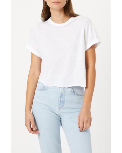 Mavi Raw Hem Crop T-shirt - White