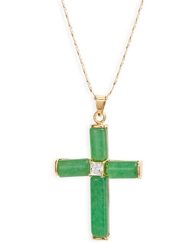 Child Of Wild Giovanni Jade Cross Pendant Necklace - Green