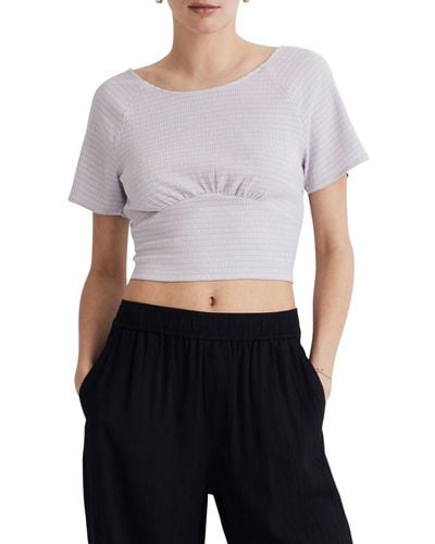Madewell Smocked Crop Top - White