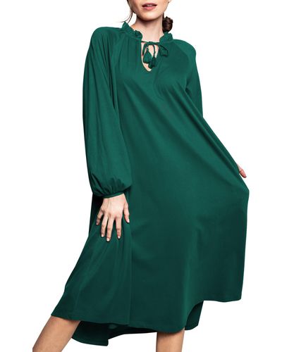 Petite Plume Garbo Luxe Pima Cotton Nightgown - Green