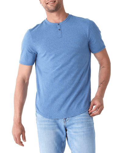 Threads For Thought Stripe Short Sleeve Henley - Blue