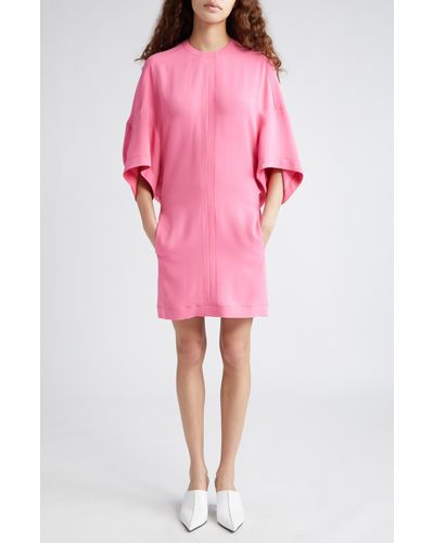 Stella McCartney Oversized Cape Sleeve Cady T-shirt Dress - Pink
