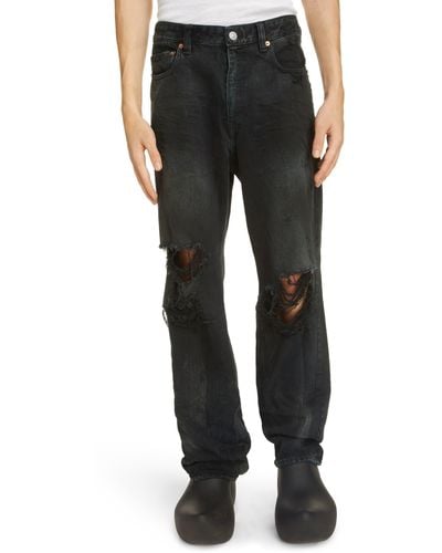 Balenciaga Destroyed Ripped Nonstretch Jeans - Black