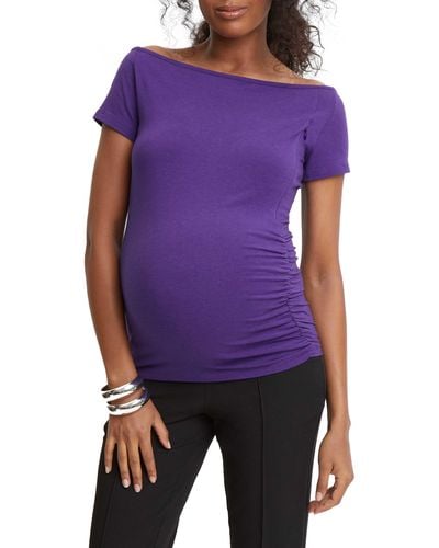 Stowaway Collection Off The Shoulder Maternity/nursing Top - Purple
