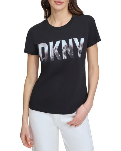 DKNY Soho Logo Cotton Blend Graphic T-shirt - Black