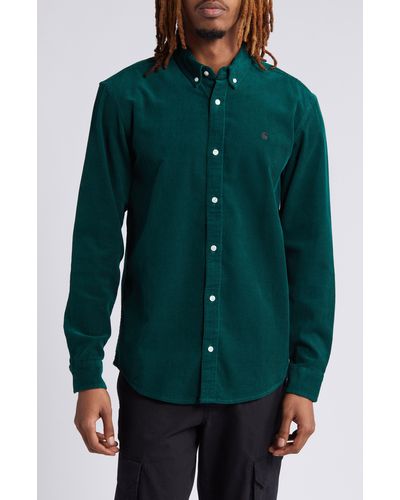 Carhartt Madison Cotton Corduroy Button-down Shirt - Green