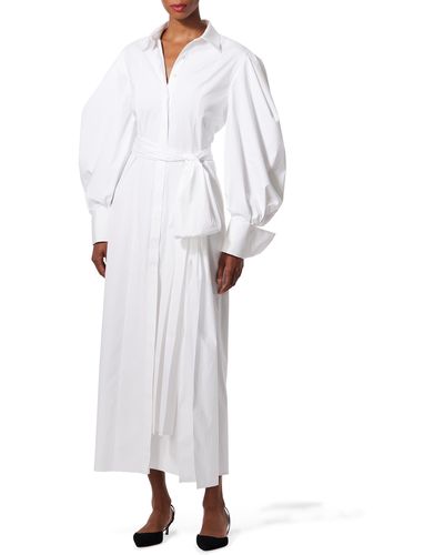 Carolina Herrera Belted Long Sleeve Midi Shirtdress - White