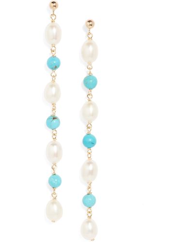 POPPY FINCH Baroque Pearl & Turquoise Drop Earrings - Blue