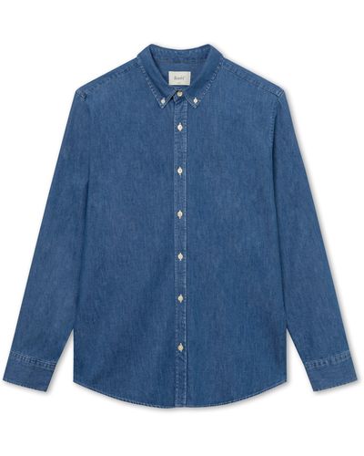 Forét Life Stripe Organic Cotton Button-down Shirt - Blue