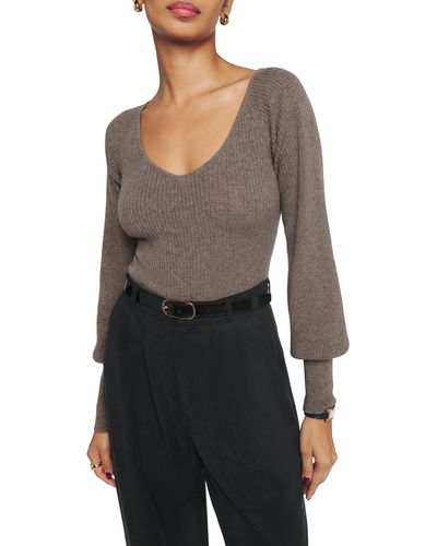 Reformation Hart Cashmere Sweater Dark Grey Small NWT MSRP $198  www.salaberlanga.com