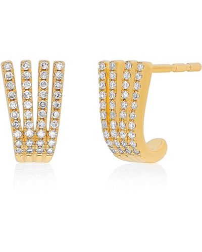 EF Collection Diamond Reverse Multi huggie Hoop Earrings - Metallic