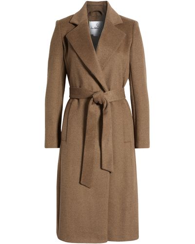 Sam Edelman Belted Wool Blend Coat - Brown