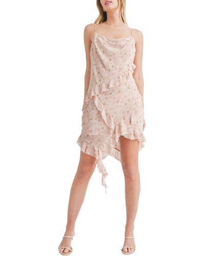 All In Favor Floral Asymmetric Ruffle Dress In At Nordstrom, Size Medium - White
