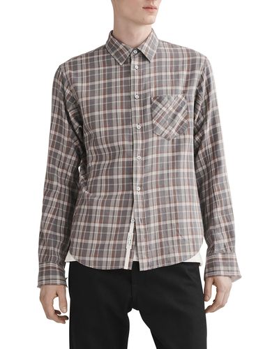 Rag & Bone Fit 2 Plaid Cotton Button-up Shirt - Gray