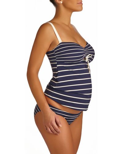 Pez D'or Marine Stripe Maternity Tankini Swimsuit - Blue