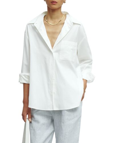 Reformation Will Oversize Stretch Organic Cotton Button-up Shirt - White