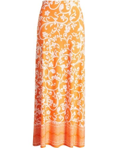Vince Camuto Floral Print Maxi Skirt - Orange