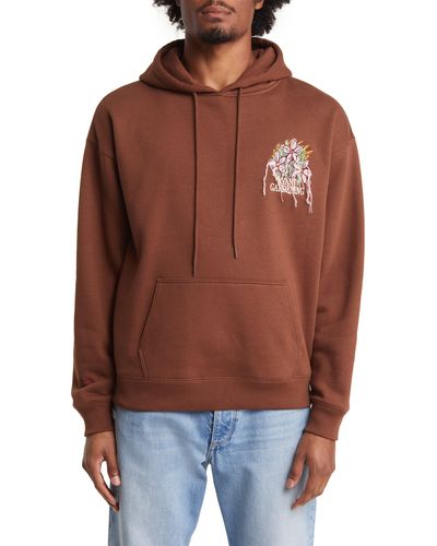 Coney Island Picnic Floral Embroidered Hoodie - Brown