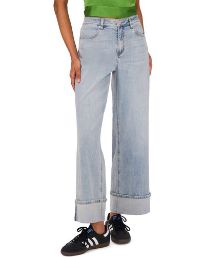 1.STATE High Waist Cuffed Wide Leg Jeans - Blue