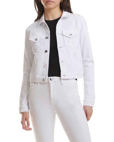 7 For All Mankind Cropped Trucker Jacket In White