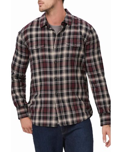 PAIGE Everett Plaid Flannel Button-up Shirt - Black