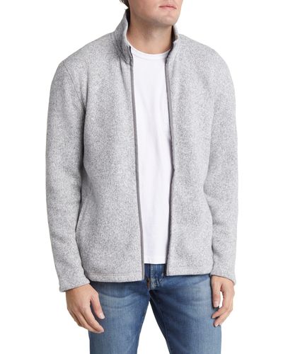 Faherty Sweater Fleece Zip Jacket - Gray