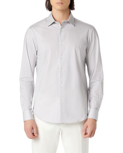 Bugatchi James Ooohcotton Geometric Print Button-up Shirt - White