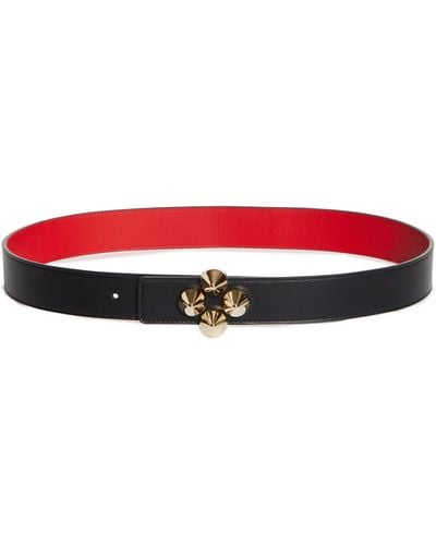Christian Louboutin Loubinthesky Spike Leather Belt - Red