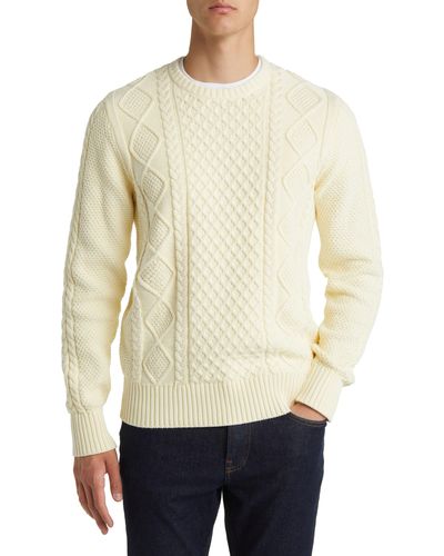 Schott Nyc Cable Stitch Crewneck Sweater - Natural