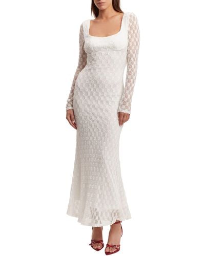 Bardot Adoni Long Sleeve Lace Overlay Midi Dress - White