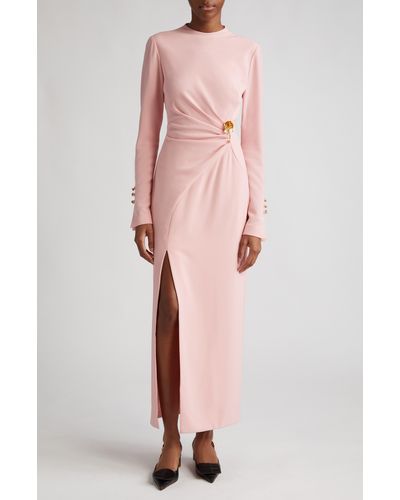Lela Rose Rose Detail Long Sleeve Sheath Dress - Pink