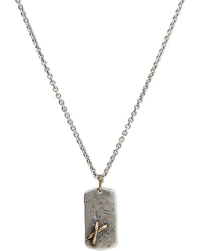 John Varvatos Sterling Silver Dog Tag Pendant Necklace - Metallic