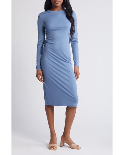 Vero Moda Phine Long Sleeve Rib Jersey Dress - Blue
