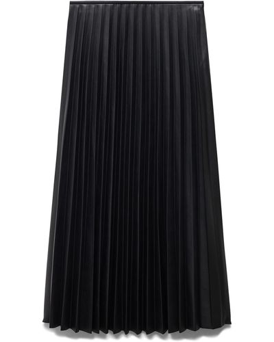 Mango Pleated Faux Leather Midi Skirt - Black
