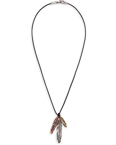 John Varvatos Mixed Feather Pendant Necklace - Blue
