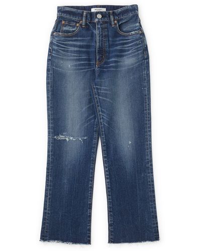 Moussy Rhode High Waist Crop Flare Jeans - Blue