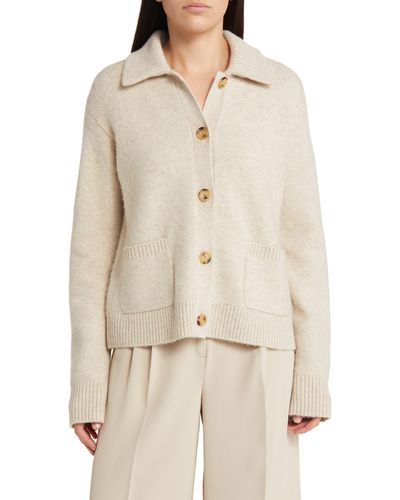 Nordstrom Wool & Cashmere Collar Cardigan - Natural