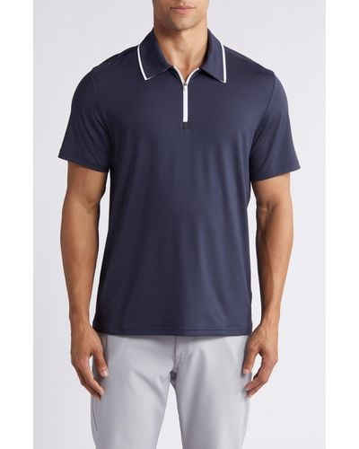 Zella Tipped Stripe Polo Shirt - Blue
